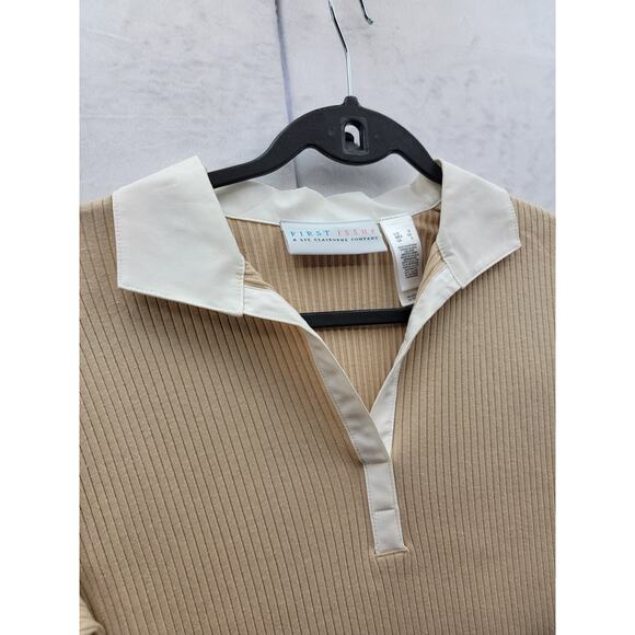 First Issue Liz Claiborne Co. Ribbed, Collared, Long Sleeve Top, Sz S, NWT - Picture 4 of 12